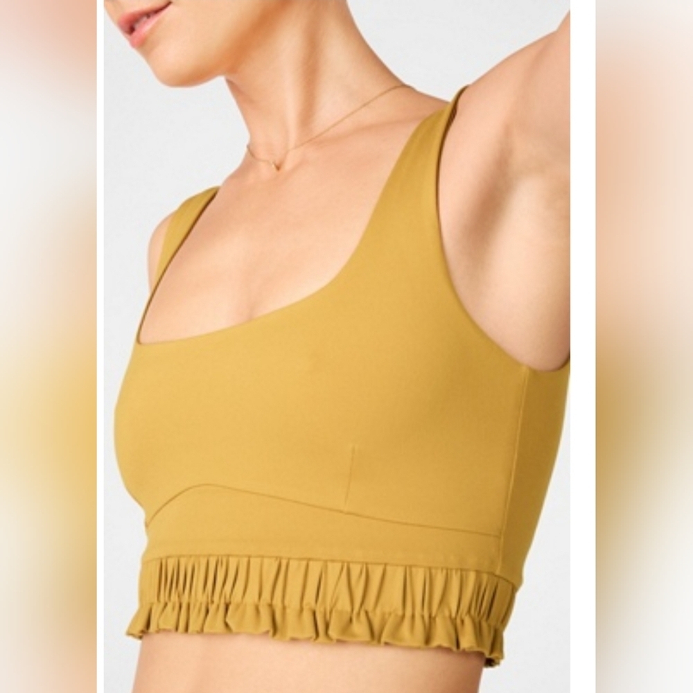 Elegant Mustard Ruffle Hem Tank Top